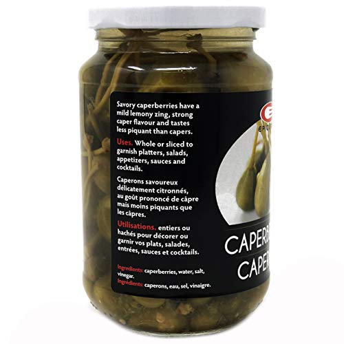 Epicureal Spanish Caperberries In A Vinegar & Salt Brine - 370mL (12.5oz) Pack of 2 Jars | Hand Picked, Medium Sized, No Additives or Preservatives