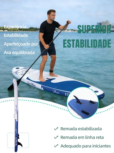Prancha de Surf Inflável Stand Up Paddle Adulto com Acessórios, Deck EVA Antiderrapante, 335×86×15CM, Suporta até 260 KG – Ideal para Iniciantes e Experientes