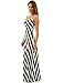 PattyBoutik Women’s Striped Spaghetti Strap Maxi Dress (Navy and Ivory M)