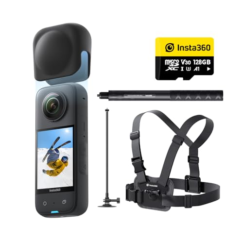 Insta360 X3 Schnee-Set: wasserdichte 360° Action Kamera mit 1,27 cm (1/2 Zoll)-Sensor, 5,7 K 360°, 72 MP 360° Fotos, Stabilisierung, 5,8 cm (2,29 Zoll