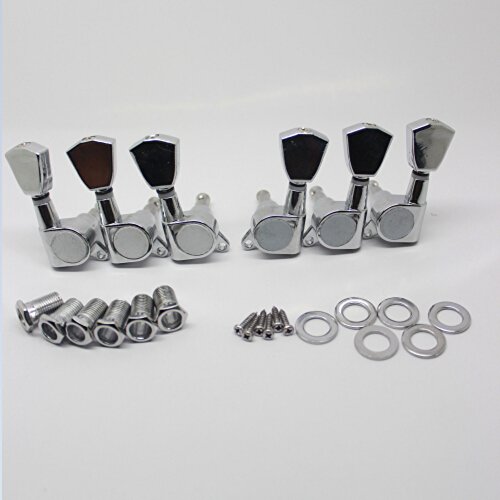 HooshionÂ® 3L 3R 6pcs Chrom Guitar String Tuning Pegs Tuners Machine Heads Guitar Parts