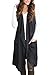 sidefeel Women Sleeveless Open Front Knitted Long Cardigan Sweater Vest Pocket