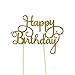 PALASASA Happy Birthday Cake Toppers. Sparkling Gold Glittery Birthday Cupcake Picks. Birthday Party Decorations