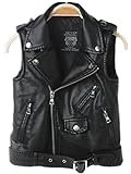 2016 Faux leather Motorcycle Dress Casual Boys Joker Vest (Black)