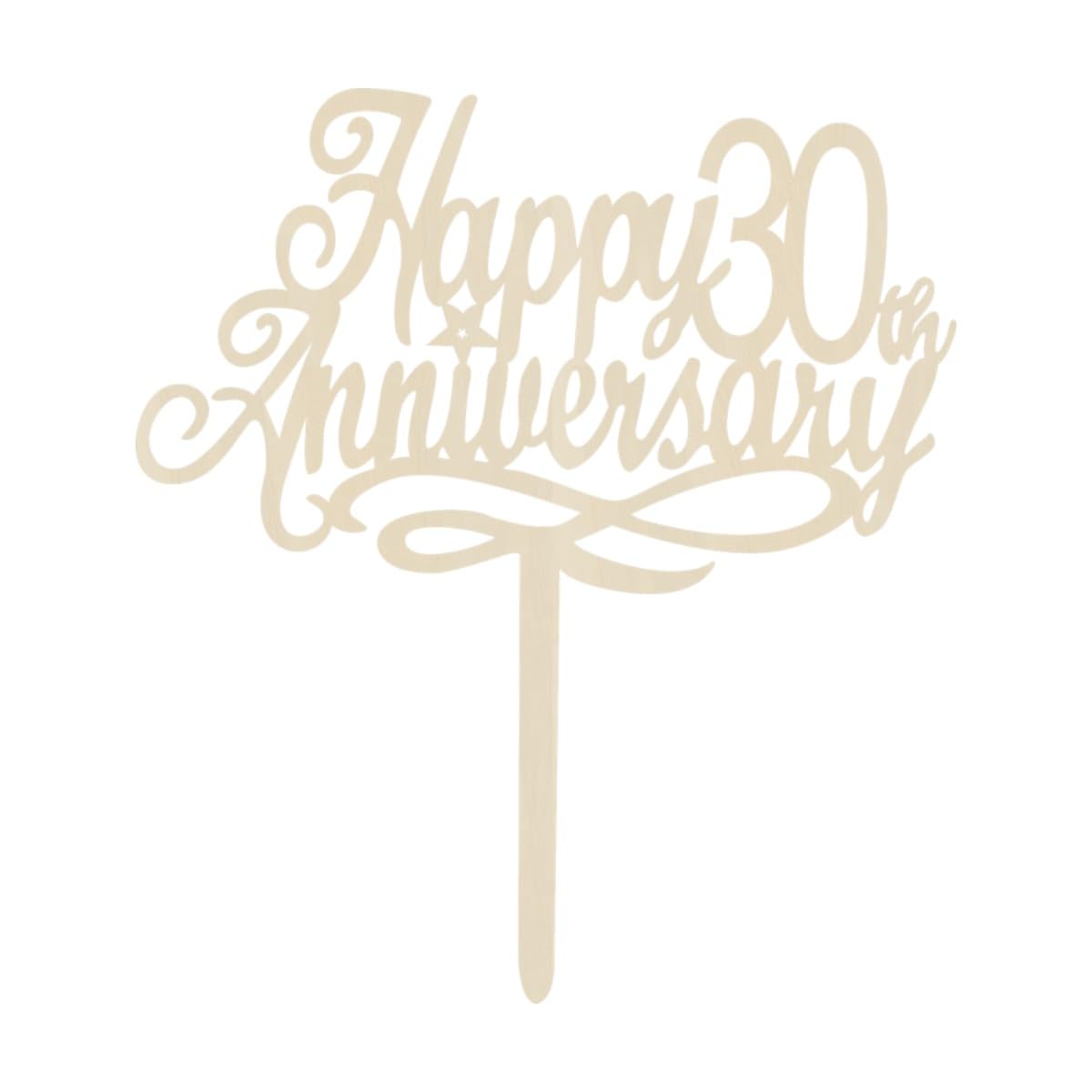 Photo 1 of Happy 30th Anniversary Cake Toppers Wood, Cheers To 30 Years Old Party Decorations 30 Year Anniversary Wooden Cake Decor, Thirty Theme Cake Decorations For Wedding Birthday Company Anniversaro