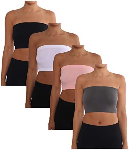 AEKO Women's Combo Pack One Size Strapless Base Bra Layer Bandeau Seamless Tube Top Regular and Plus Sizes