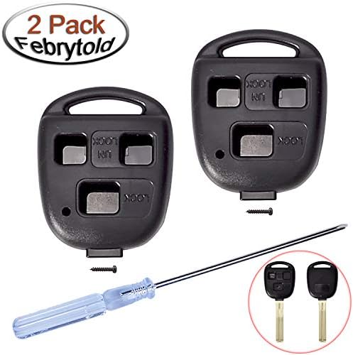 Febrytold 2 Pcs Keyless Entry Remote Key Shell for Lexus, 3 Buttons Keyless Key Fob Casing Cover for Lexus ES GS GX is LS LX RX SC and 1 Pcs Screwdriver (Only Key Shell)