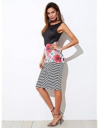 Vestido de cóctel bodycon sexy sin mangas con estampado floral de las mujeres Floerns