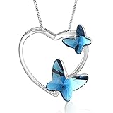 Heart Butterfly Sterling Silver Necklace / Pendant Women / Girls Jewelry gift for Birthday, Wife, Girlfriend, Couples, Teenager