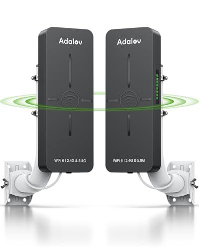 AdaLov CPE882 WiFi 6 Ponte Wireless, 2,4/5,8 GHz, Bridge WiFi Gigabit da Esterno Punto-Punto, Plug & Play, Antenna 14 dBi, Impermeabile, PoE, Estensione Rete per Telecamera/Garage/Dependance/Fienile