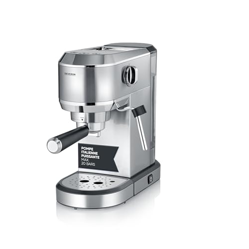 Machine à expresso Newspresa, Cafetière expresso avec pompe ULKA de 20 bars, buse pour mousse de lait, réservoir d'eau de 1 l, pour une ou deux tasses, Inox, KA 5997