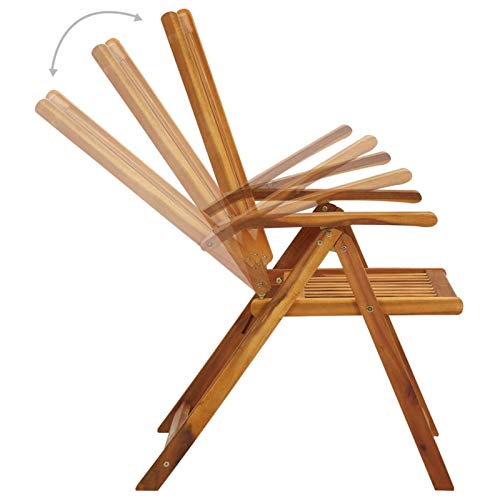 Tidyard 3X Akazienholz Massiv Gartenstuhl-Set Klappbar mit Auflagen Klappstuhl Hochlehner Stuhl Stühle Gartensessel Holzstuhl Gartenstühle Essstuhl In 5 Positionen verstellbar – Bild 4