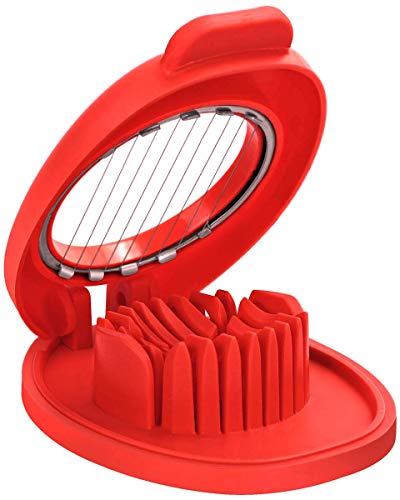 Egg Slicer with Stainless Steel Wire, Dishwasher safe, Red