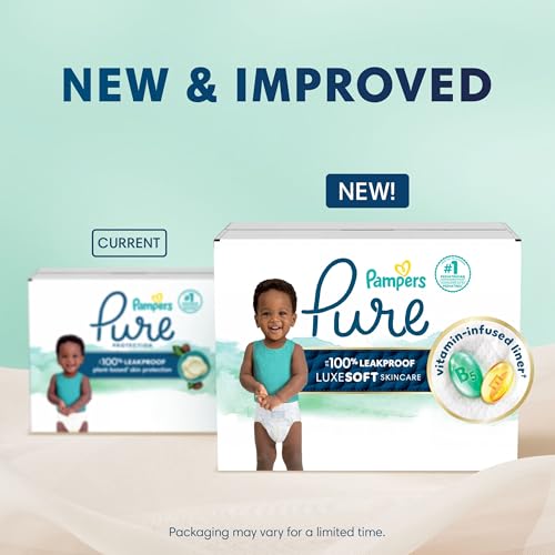 PAMPERS PURE BABY DIAPERS, SIZE 0 (>10 LBS), 76, UP TO 100% LEAKPROOF, PREMIUM HYPOALLERGENIC SOFT DIAPERS