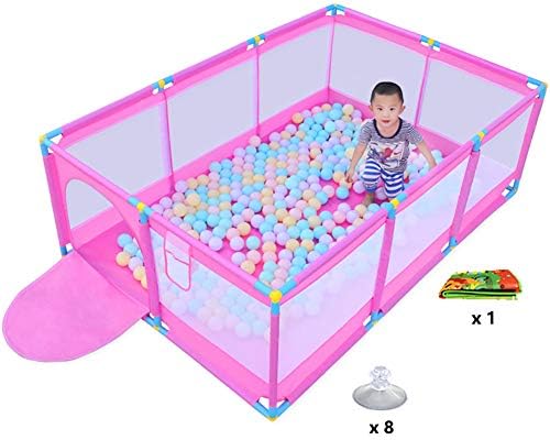 Playpens Playards Large Pink Fence Foldable Breathable Mesh Ball Pool Play Yard for Baby Toddler Newborn Infant (Color : Fence+Mat)