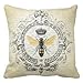 Jtartstore Modern Vintage French Queen Bee Polyester Throw Pillow Case 18 x 18 Inches