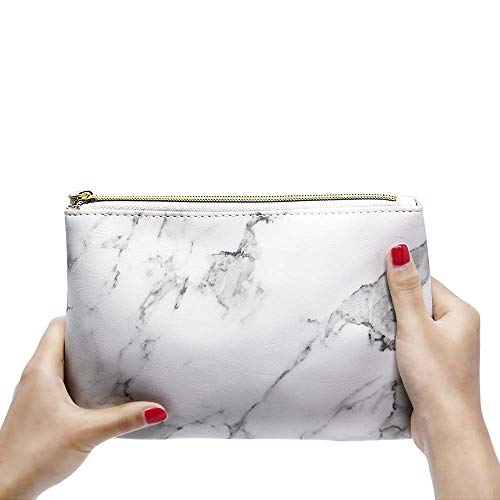 Marble Makeup Bags,LKE Cosmetic Display Cases Waterproof Marble Travel Cases Portable Makeup Bags Makeup Organizers(8.66x6.3x2.36Inches) (Marble Makeup Bags)