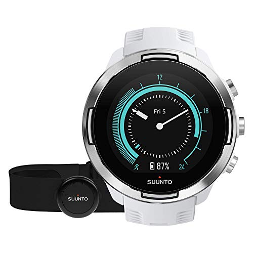 Suunto Multisport GPS Watch with BARO and Wrist-Based Heart Rate (White  with HR Belt)