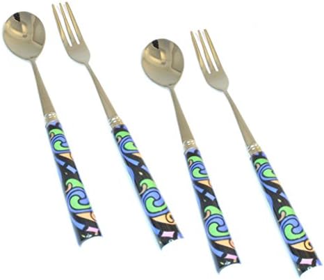 Porcelain Cake Fork and Tea Spoon Set Celtic Knot