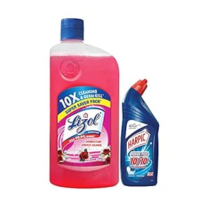 Lizol Disinfectant Floor Cleaner Floral – 975 ml with Free Harpic Power Plus Toilet Cleaner- 200 ml (Any Variant)