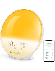 ecozy Sunrise Alarm Clock for Heavy Sleepers, Smart Wake Up Light with Sunrise/Sunset Simulation, App & Voice Controlled, Natural Sounds & FM Radio, 4 Alarms & Snooze, 7 Colors Night Light for Bedroom