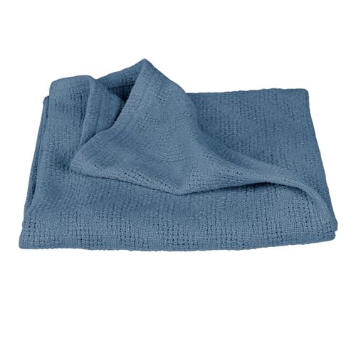 roba Baby Blanket Seashells Indigo 80 x 80 cm - Knitted Cuddle Blanket Made of Organic Cotton - GOTS & Oeko Tex 100 Certified - Blue