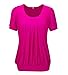 Solatin Women's Short Sleeve Scoop Neck Pleated Front Fitted Blouse T-shirt
