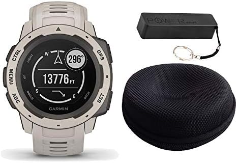 Garmin Instinct Rugged Outdoor Watch Bundle Tundra - Includes Power Bank | Watch Case