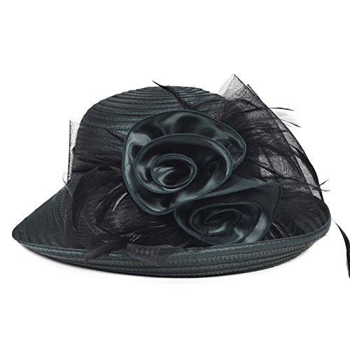 Original One Women's Cloche Bowler Hats KDC1701 for Kentucky Derby Day, Church, Wedding, Tea Party and More Formal Occasion (Dark Green)