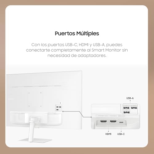 Bundle LS32DM703UUXEN Monitor + Soporte para Monitor 24-48 Pulgadas Altura Regulable + Cable de Alimentación Enchufe Tipo F de 5M Blanco
