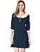 Allegra K Women Peter Pan Collar 3/4 Sleeve Casual Short Shift Dress, Small, Dark Blue