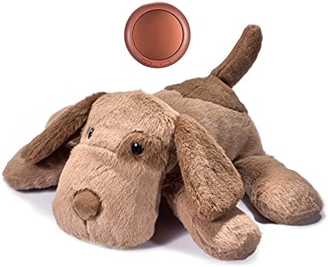 Moropaky Puppy Toy Heartbeat Toy with Heat Dog Anxiety Relief Behavioral aid Toys for Puppies Sleep Aid Separation Anxiety Soother Cuddle, Dark Brown