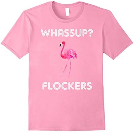 Mens Whassup? Flockers Funny Flamingo Shirt with Pink Flamingo XL Pink