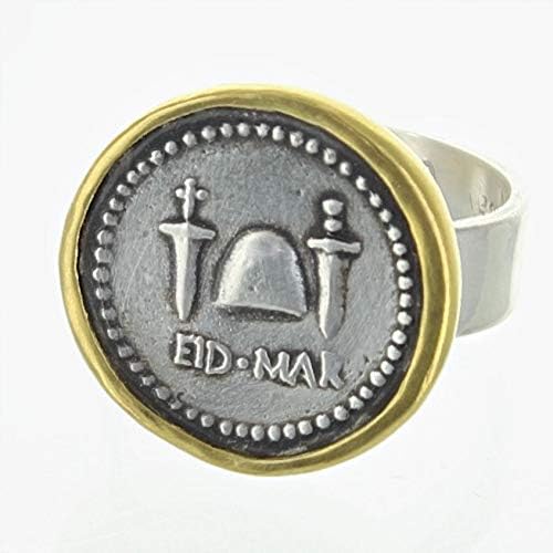 Brutus EID MAR Sterling Silver and 22 k gold Coin Ring