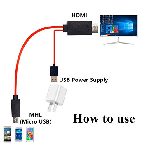 Aobiny USB C Micro-USB to HDMI 4K Cable HDTV TV Digital AV Adapter for Samsung (Red)