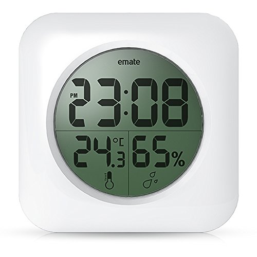Fashion Waterproof Digital Bathroom Shower Clock with big LCD Display Suction Cup Wall Clock Tabel Clock for Living Room Kitchen Office Bedroom Hotel(White)