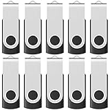 Enfain 16GB USB 2.0 Flash Memory Stick Drive Swivel Thumb Drives Bulk 10 Pack, with LED Indicator, 12 x Removable White Label