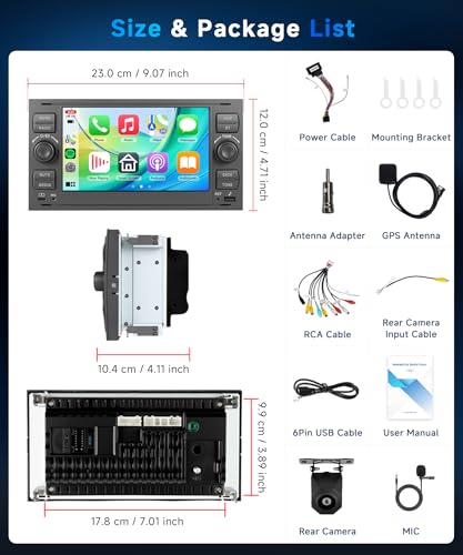 VECHTEL 4G+64G Car Radio Android 15 for Ford Focus Fiesta C/S-Max Transit Galaxy Mondeo Connect, 7'' Touch Screen with CarPlay Android Auto Wireless GPS Wi-FI USB Type-C Bluetooth FM RDS Camera
