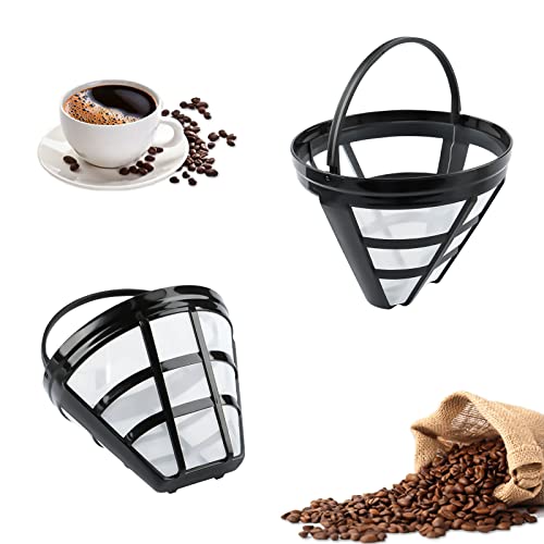 Byffoer 2 Pack Reusable Plastic Coffee Filter, 100 Mesh Basket for Most Coffee Machines, Washable Coffee Filter with Handle, Compatible with Kaffeekocher