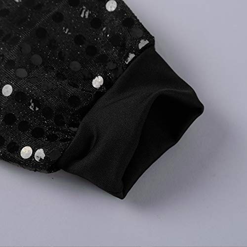 inhzoy Kids Boy's Girl's Sequins Long Sleeve Hooded Tops with Pants Set for Hip-hop Jazz Performance Costume Street Dance Black 10-12