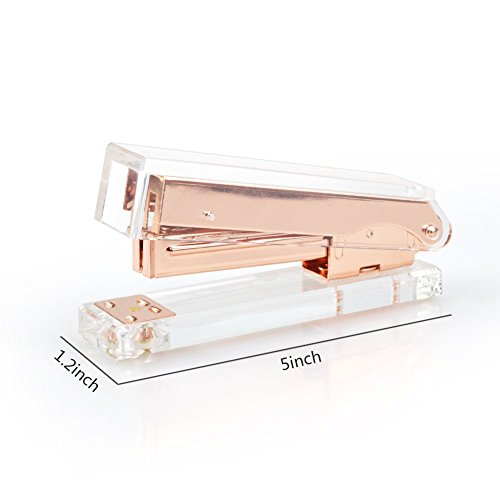 Desktop Staplers Acrylic Clear Desktop Stapler and Rose Gold with 1000