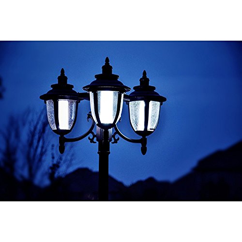 Sun-Ray 312010 Hannah 3-Head Solar LED Lamp Post & Planter, Dual Amber/White Light Switch, Batteries Included, 7', Black - Thumbnail 6