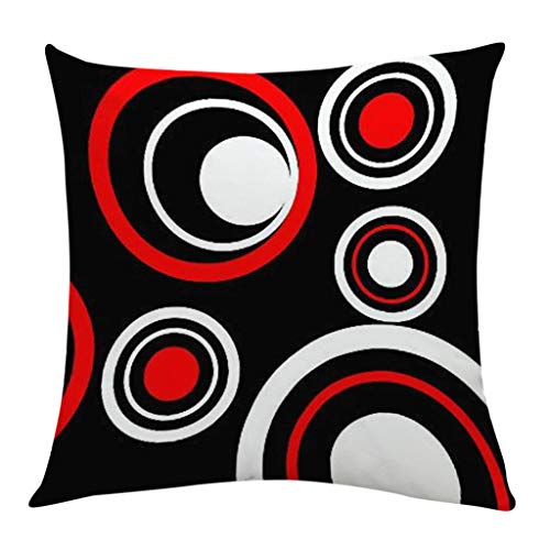 image for Sikye Pillowcase Square Black White Red Splicing Geometric Design Wais