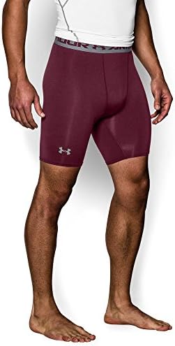 Under Armour Men's HeatGear Armour Compression Shorts – Mid, Maroon/Steel, Small