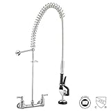 Aquaterior Chrome Double Handle Brass Pre-Rinse Commercial Wall-mount Faucet w/Pull Down Restaurant CUPC NSF ANSI