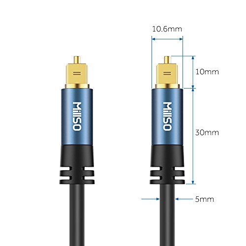 MillSO Digital Optical Audio Cable TOSLINK Cable SPDIF Cable with Male to Male Connectors for Soundbar, Home Theater, TV, Game Console, DVD/CD/Blu-Ray and Amplifier - 3.3feet/1M