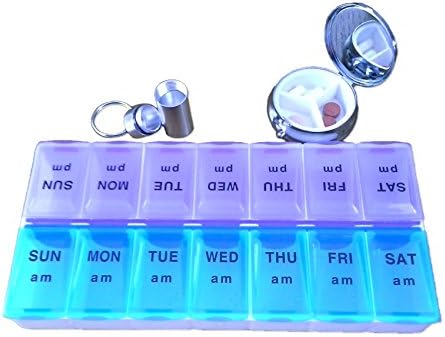 FHL 7 Day AM/PM Pill Organizer With Keychain Pill Box and Pocket Purse Case