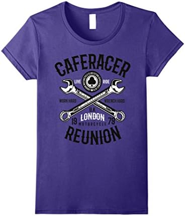 Womens Cafe Racer Reunion T-shirt Car motorcycle Large Purple