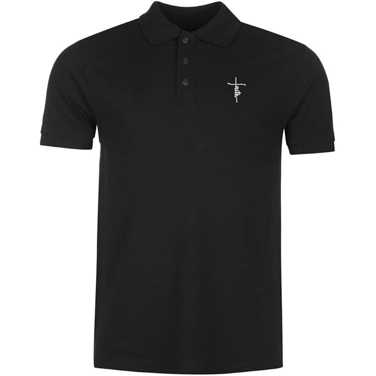 Polo Shirts for Men Praying Hands with Cross Embroidered Short