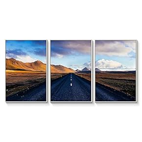 Floating Framed Canvas Wall Art for Living Room, Bedroom Landscape Gorge Mountain River Grassland Canvas Prints for Home Decoration Ready to Hang - 16"x24"x3 Panels
